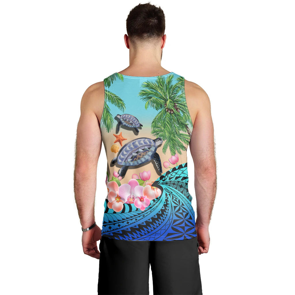 Polynesian Turtle Coconut Tree And Orchids Men Tank Top LT14 - Polynesian Pride