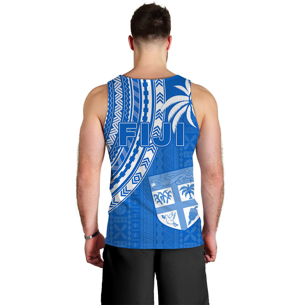 Fiji Rugby Sevens Men Tank Top Fijian 7s Tapa Polynesian Blue Ver.01 LT13 - Polynesian Pride