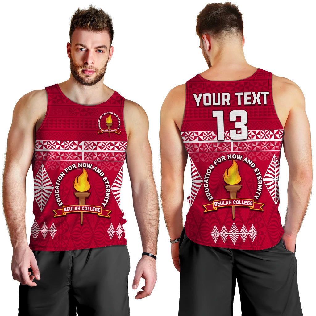 (Custom Text and Number) Beulah College Men Tank Top Ngatu Pattern Tonga LT13 - Polynesian Pride