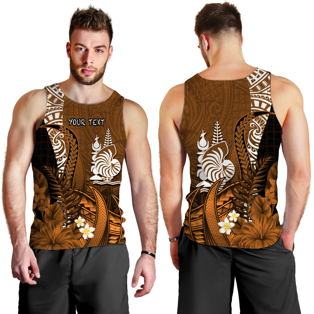 (Custom Personalised) New Caledonia Men Tank Top Nautilus Gold Polynesian Hibiscus LT13 - Polynesian Pride