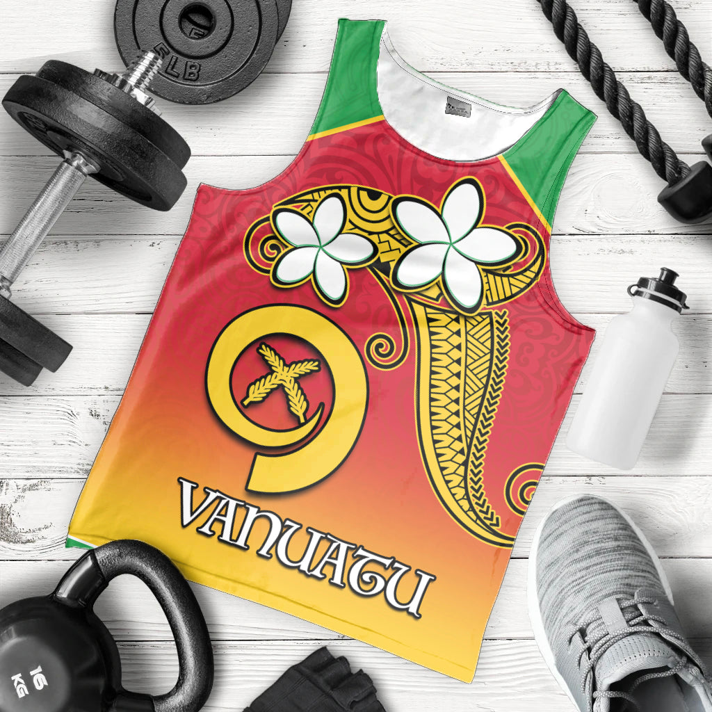 Vanuatu Novelty Men Tank Top Frangipani Tropical Spa Flower LT13 Red - Polynesian Pride