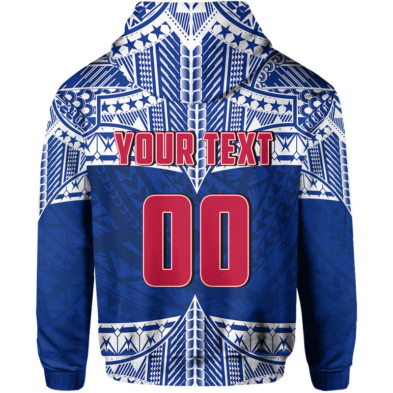 (Custom and Number) Toa Samoa Rugby Hoodie Siva Tau LT6 Blue - Polynesian Pride