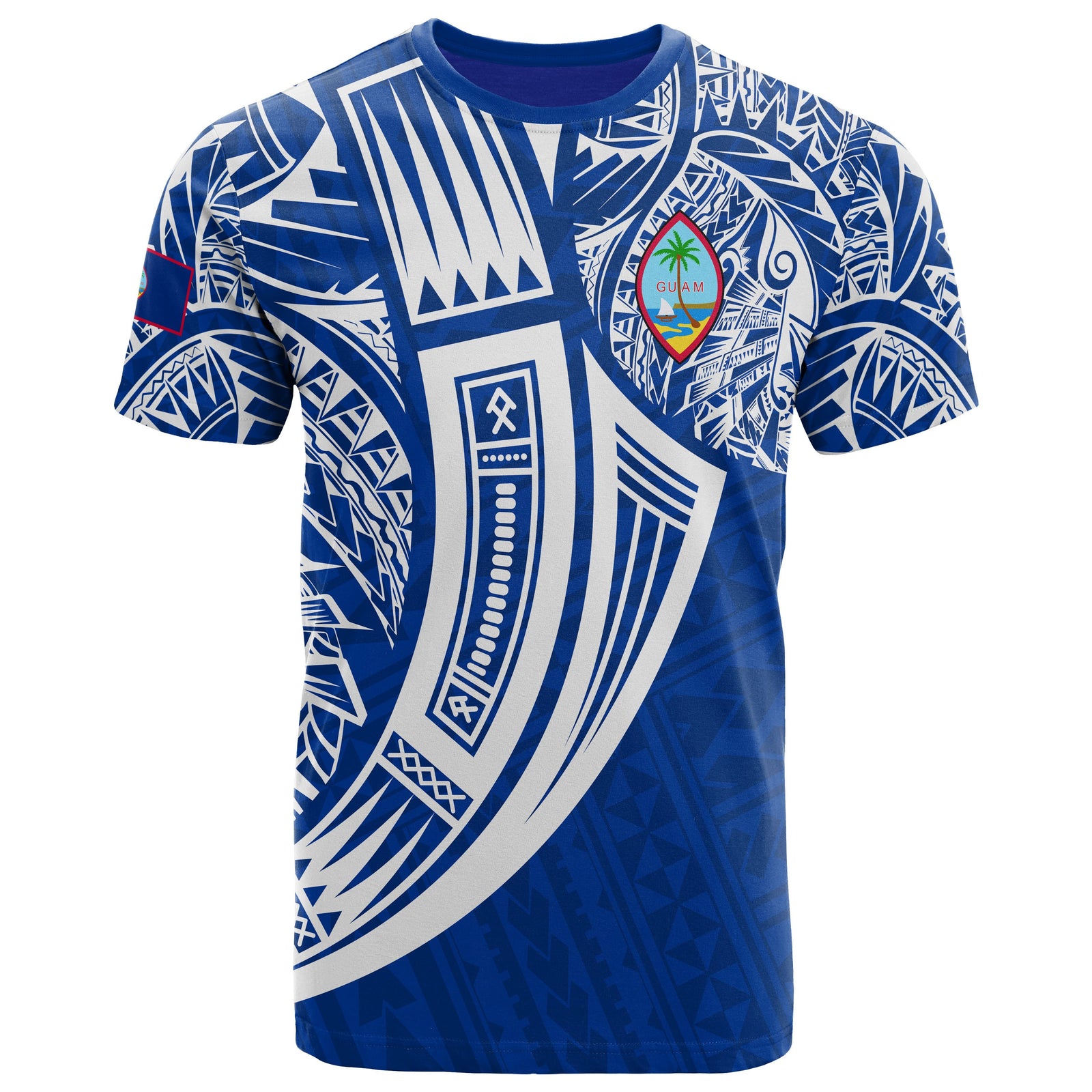 Guam Polynesian T Shirt Tribal Tattoo Unisex Blue - Polynesian Pride