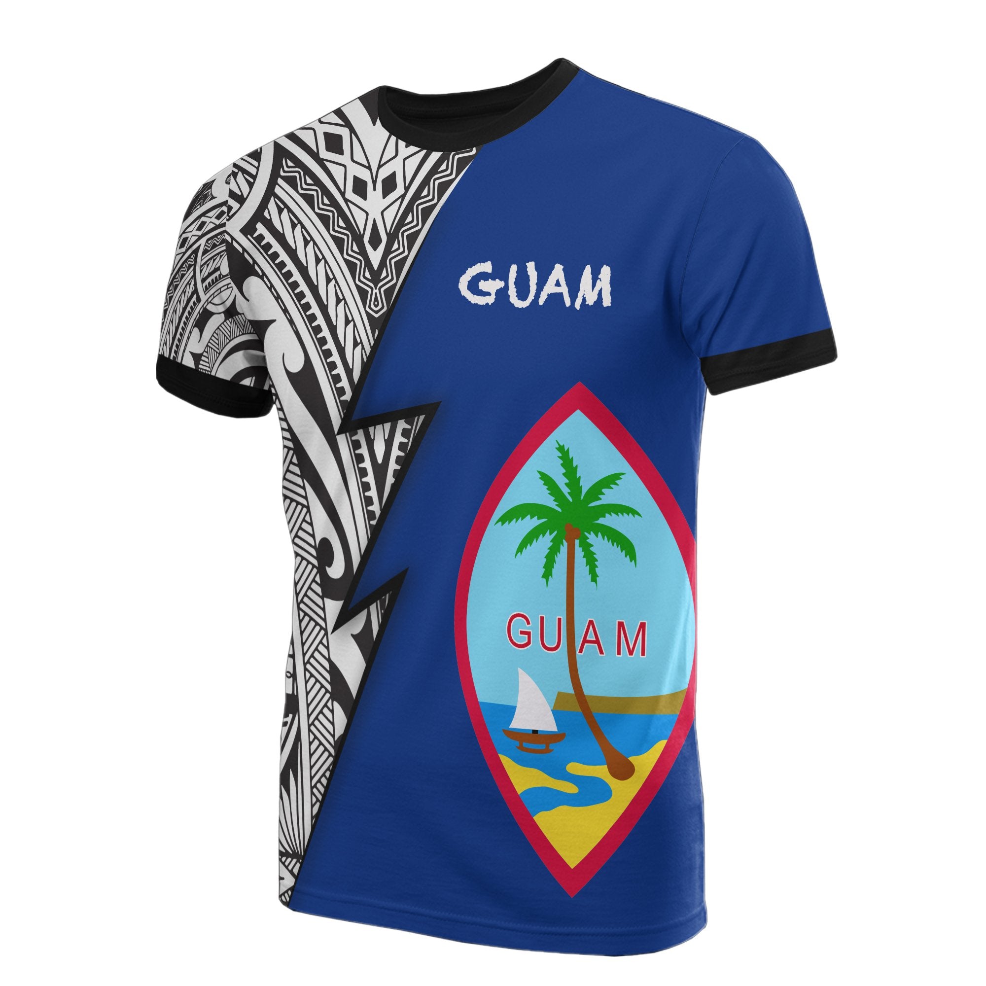 Guam Pattern All Over T Shirt Guam Flag Polynesian Tattoo Unisex Blue - Polynesian Pride