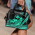Hawaii Humpback Whale With Hibiscus Tribal Turquoise Shoulder Handbag - LT12 One Size Blue - Polynesian Pride