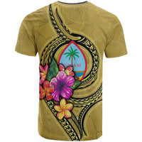 Guam Polynesian T Shirt Floral With Seal Gold - Polynesian Pride