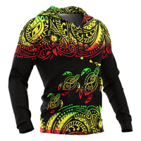 Hawaii Polynesian All Over Hoodie Reggae Sea Turtle - Polynesian Pride