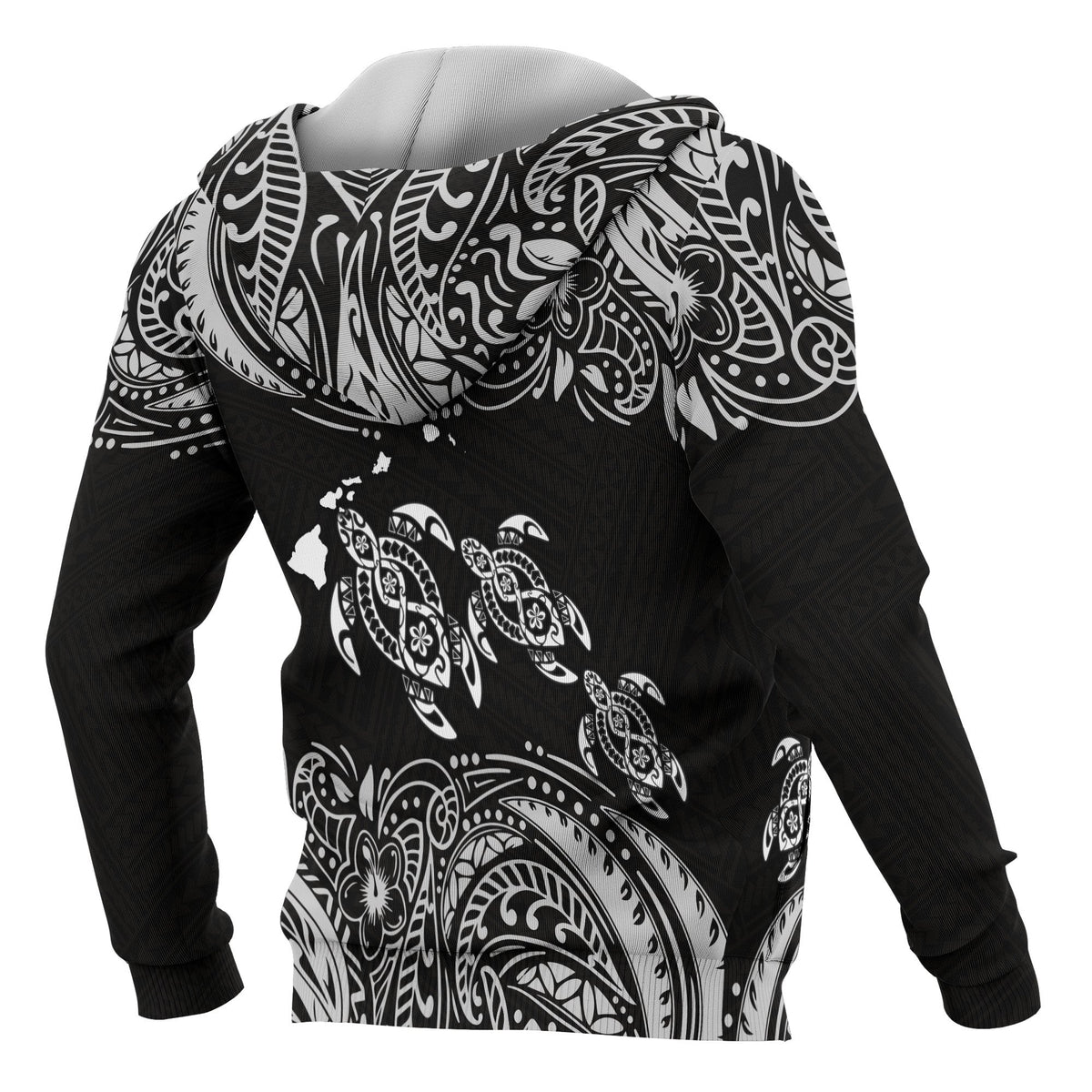 Hawaii Polynesian All Over Hoodie White Sea Turtle - Polynesian Pride