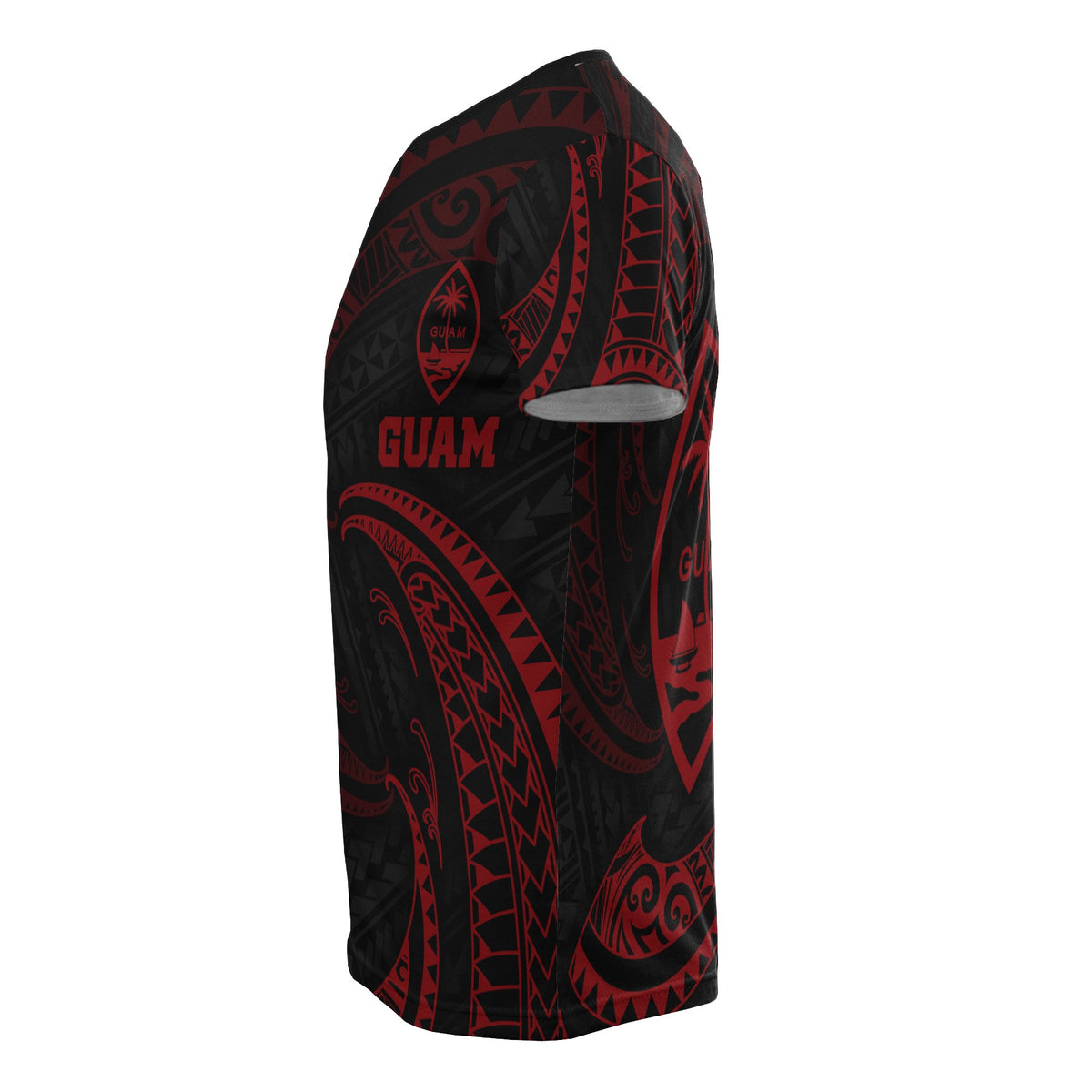 Guam Polynesian T Shirt Red Tribal Wave - Polynesian Pride
