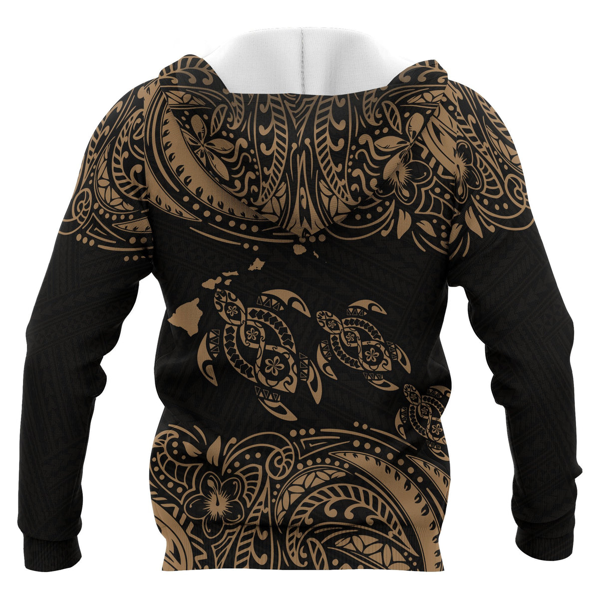 Hawaii Polynesian All Over Hoodie Gold Sea Turtle - Polynesian Pride