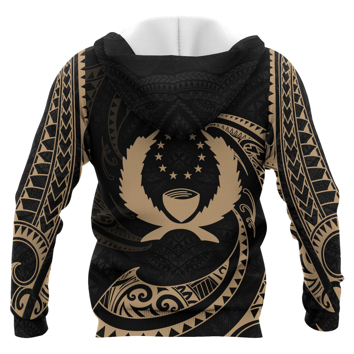 Pohnpei Micronesia All Over Zip up Hoodie Gold Tribal Wave - Polynesian Pride