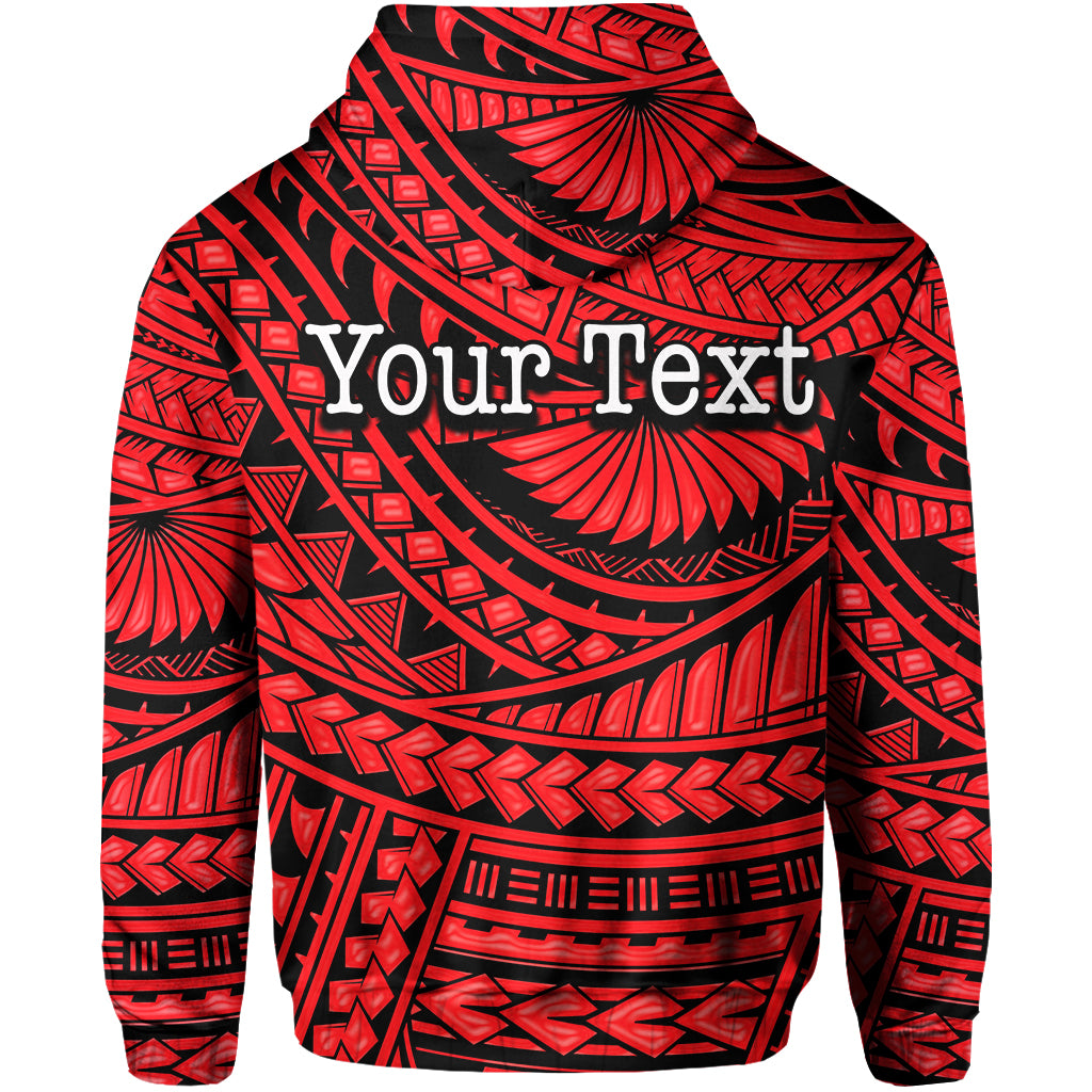 Custom Happy Fathers Day Hoodie Polynesian Patterns Red Style LT6 - Polynesian Pride