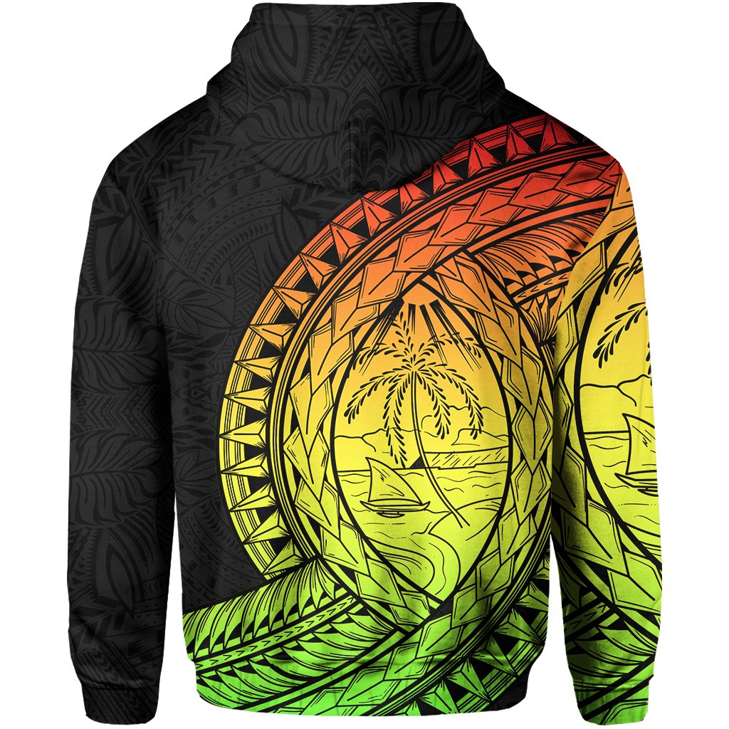 Guam Zip Hoodie Rugby Version Coat of Arms Polynesian Rasta - Polynesian Pride