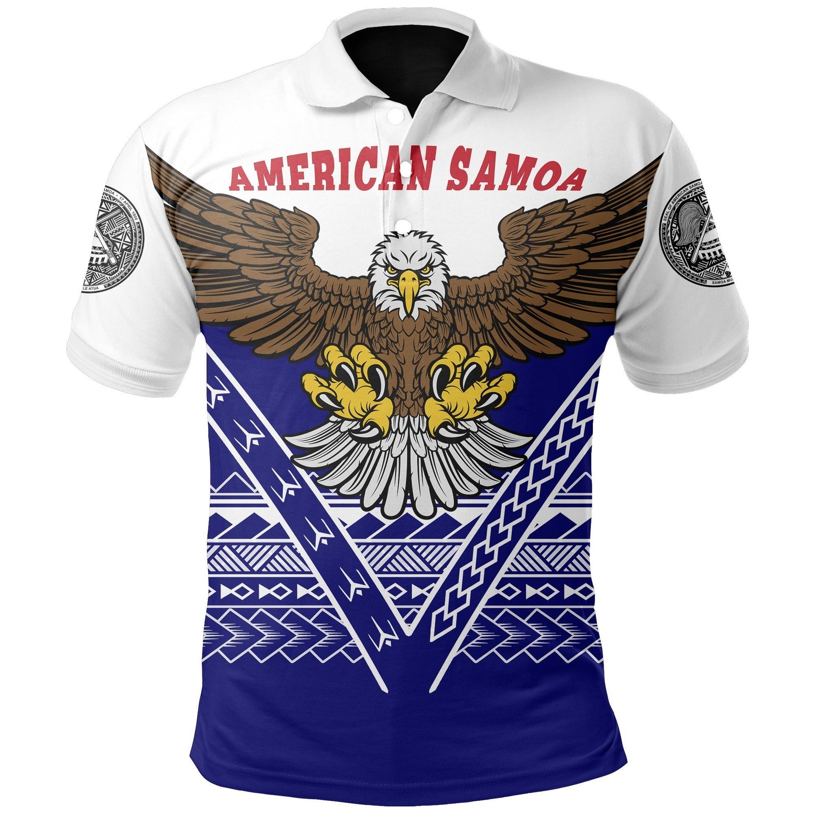 American Samoa Polo Shirt Eagle Unisex Blue - Polynesian Pride