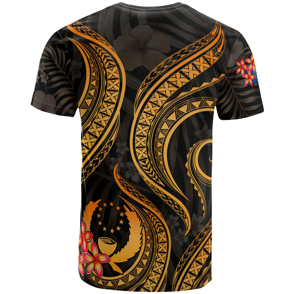 Pohnpei Micronesian T Shirt Gold Plumeria - Polynesian Pride
