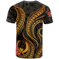Pohnpei Micronesian T Shirt Gold Plumeria - Polynesian Pride