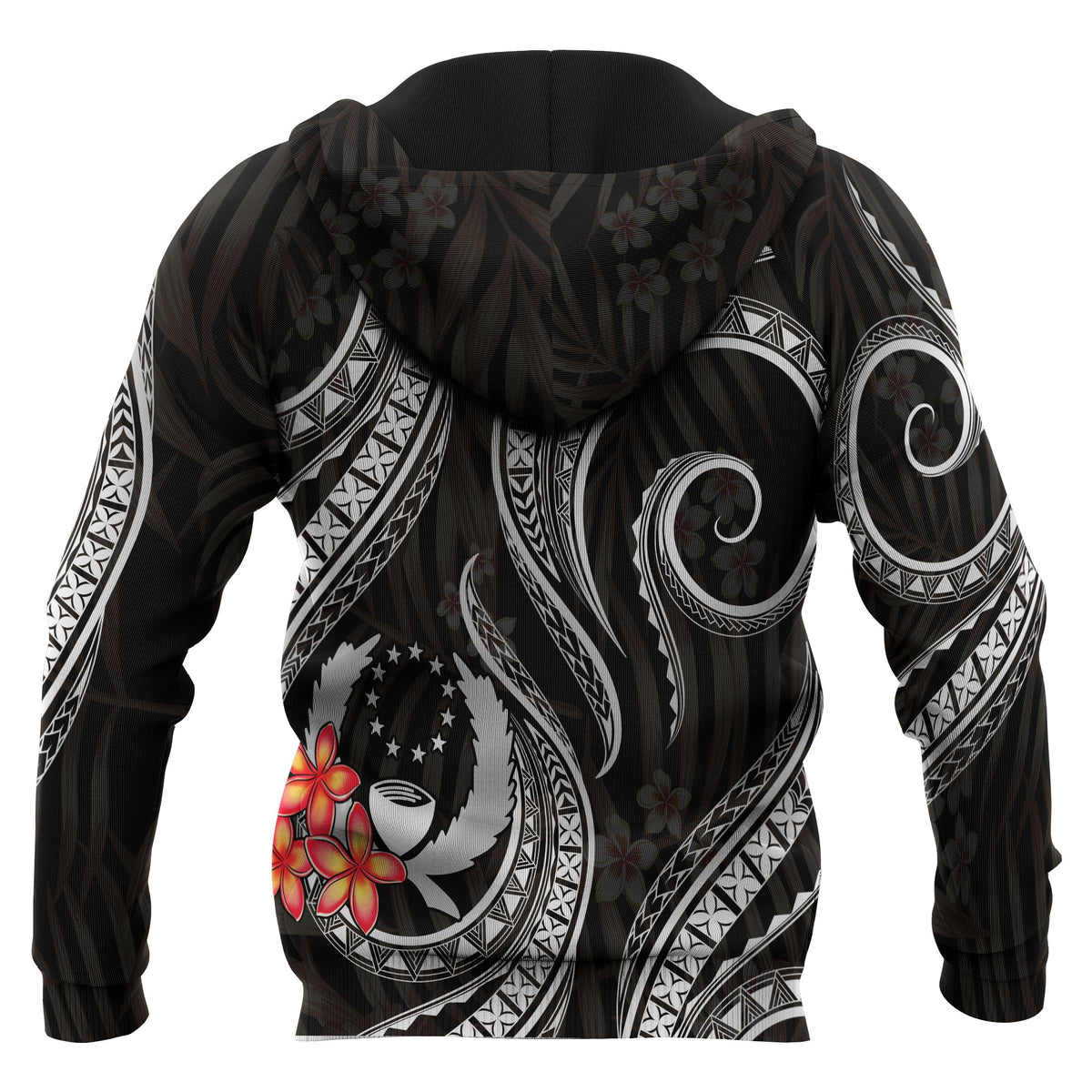 Pohnpei Micronesian Hoodie Black Plumeria - Polynesian Pride