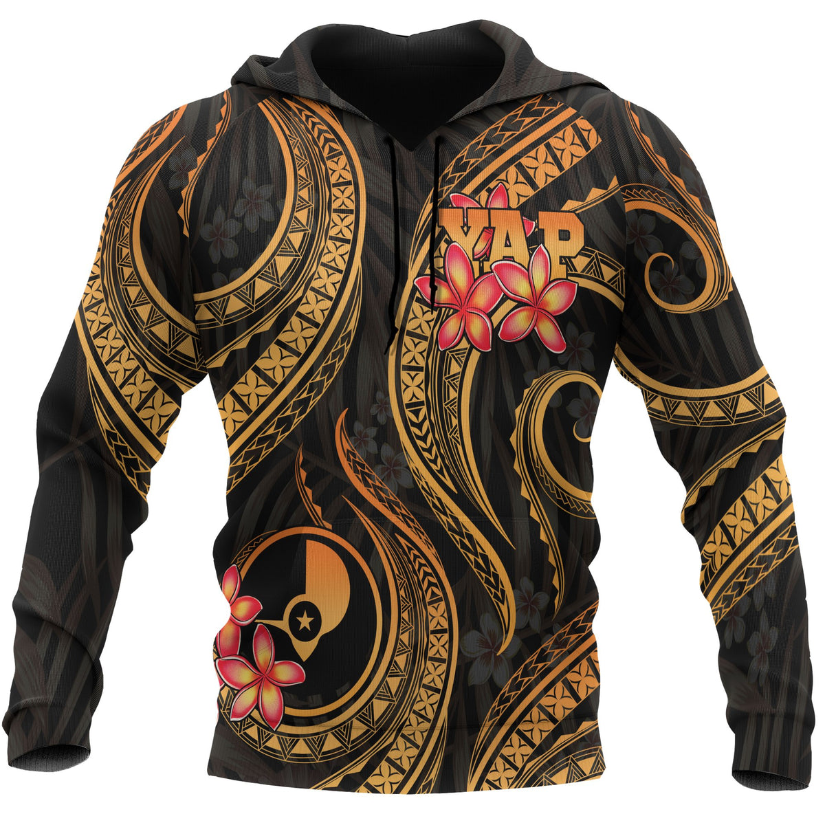 Yap Micronesian Hoodie Gold Plumeria Unisex GOLD - Polynesian Pride
