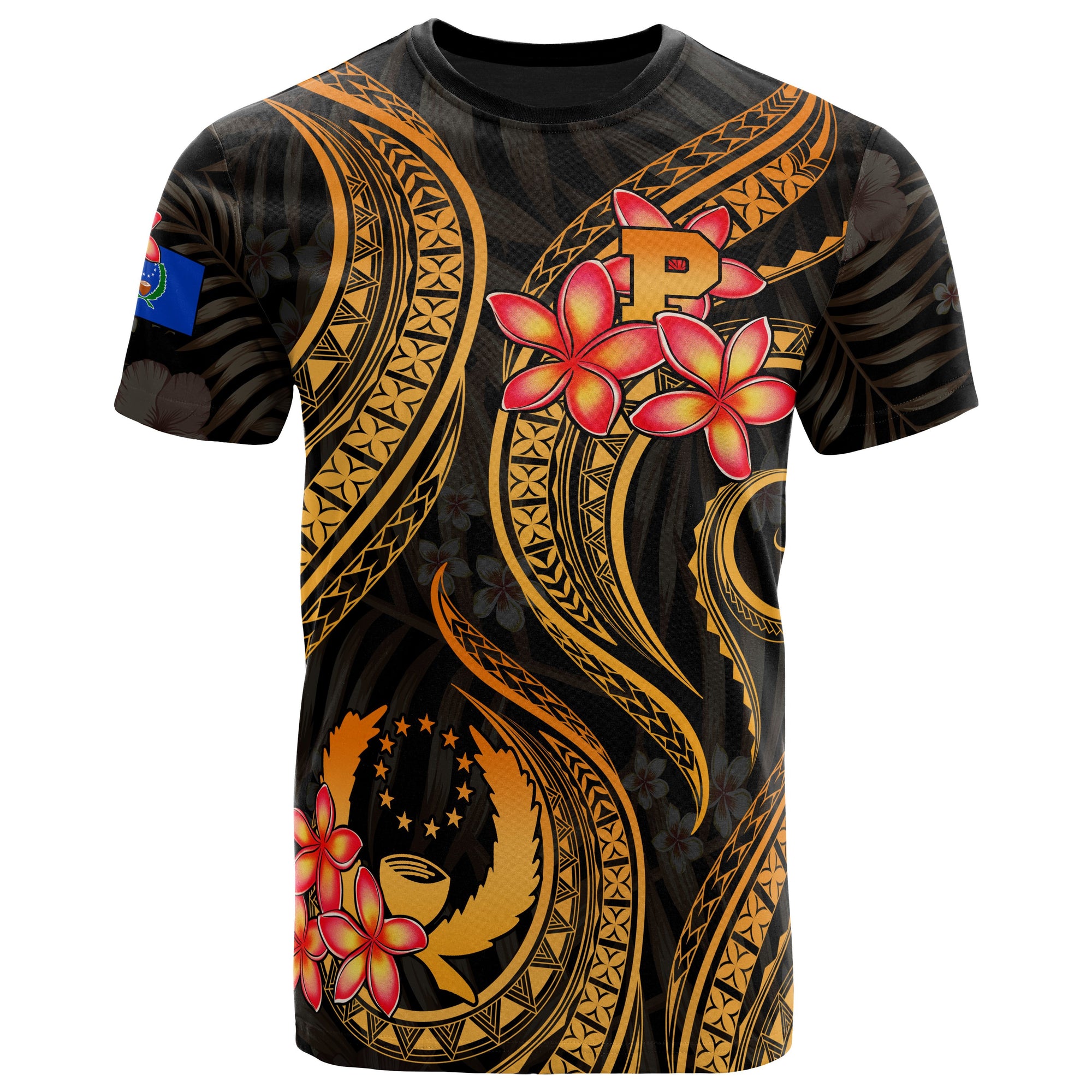 Pohnpei Micronesian T Shirt Gold Plumeria Unisex GOLD - Polynesian Pride