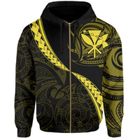 Hawaiian Kanaka Hoodie (Zipper) Mano Kihikihi Yellow - Polynesian Pride