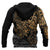 Tonga Polynesian Zip up Hoodie Gold Turtle Flowing - Polynesian Pride