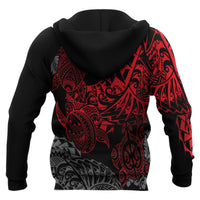 Guam Polynesian Zip up Hoodie Red Turtle Flowing - Polynesian Pride
