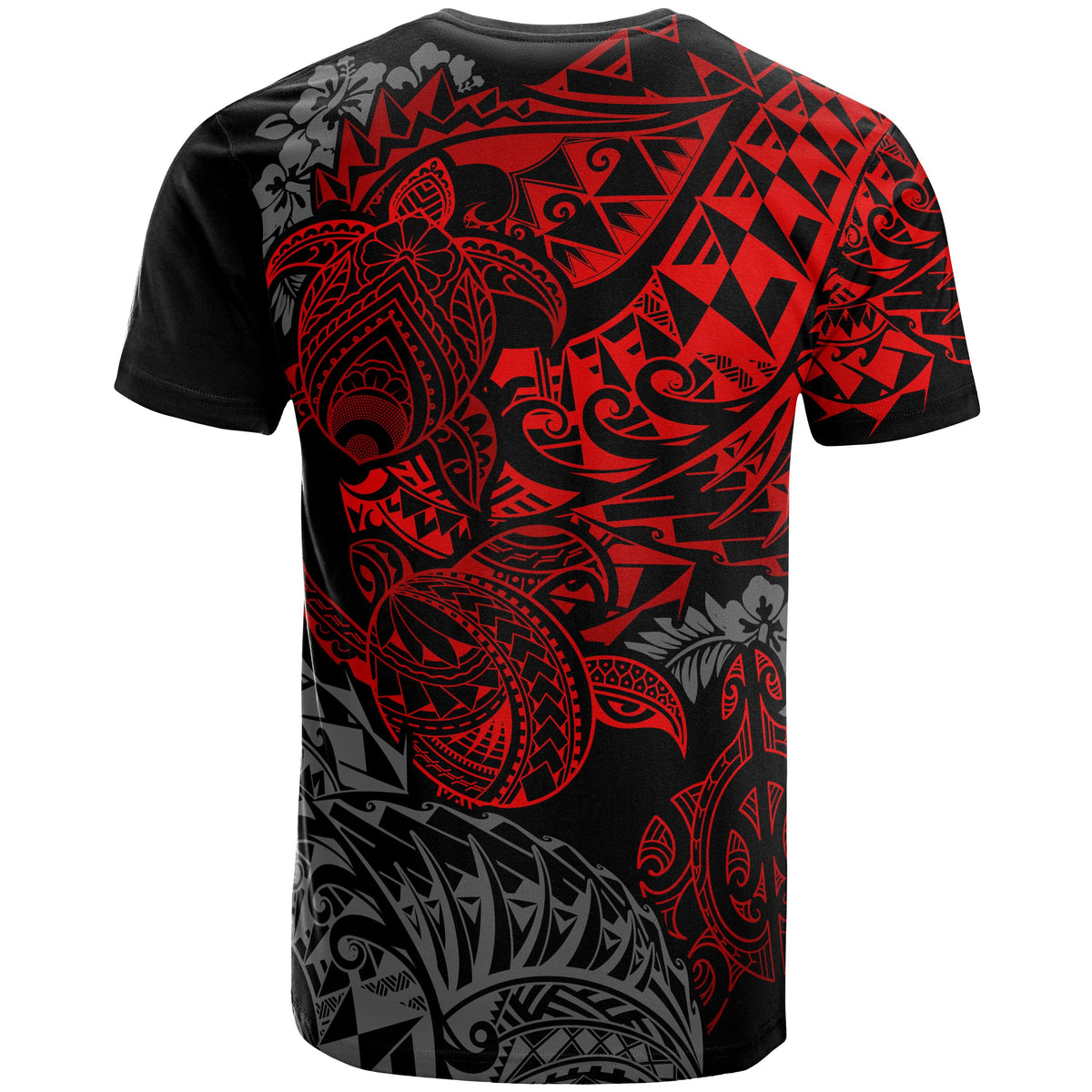 Guam Polynesian T Shirt Guam Coat of Arms Red Turtle Flowing - Polynesian Pride