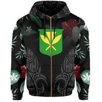 Polynesian Tropic Kanaka Maoli Hibiscus Hawaii Zip Hoodie Gray - Polynesian Pride