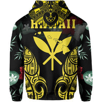 Polynesian Tropic Kanaka Maoli Hibiscus Hawaii Zip Hoodie Yellow - Polynesian Pride