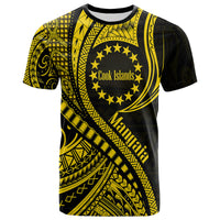 Mangaia Cook Islands T Shirt Gold Polynesian Wave Style LT9 Adult Gold - Polynesian Pride