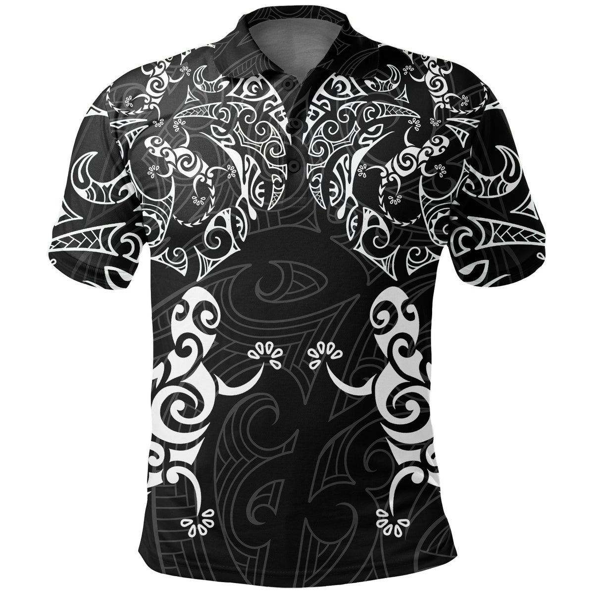 New Zealand Maori Polo Shirt, Tribal Lizard Tattoo Pullover Golf Shirts Unisex Black - Polynesian Pride