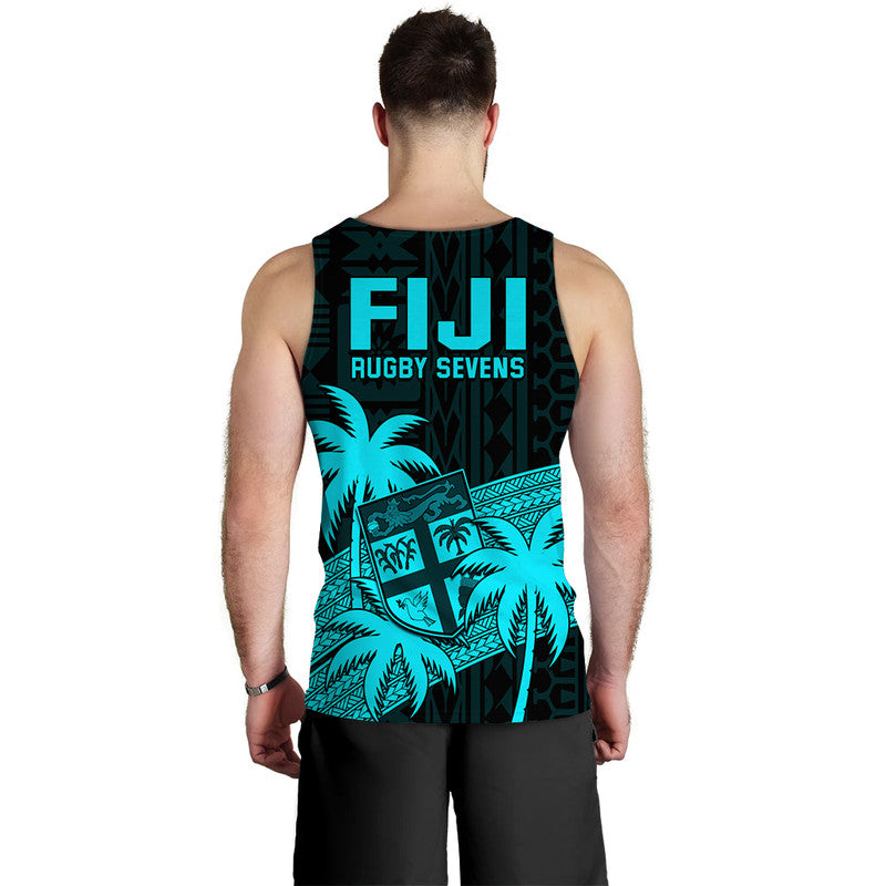 Fiji Rugby Sevens Men Tank Top Tapa Palm Tree and Fijian Coat of Arms LT9 - Polynesian Pride