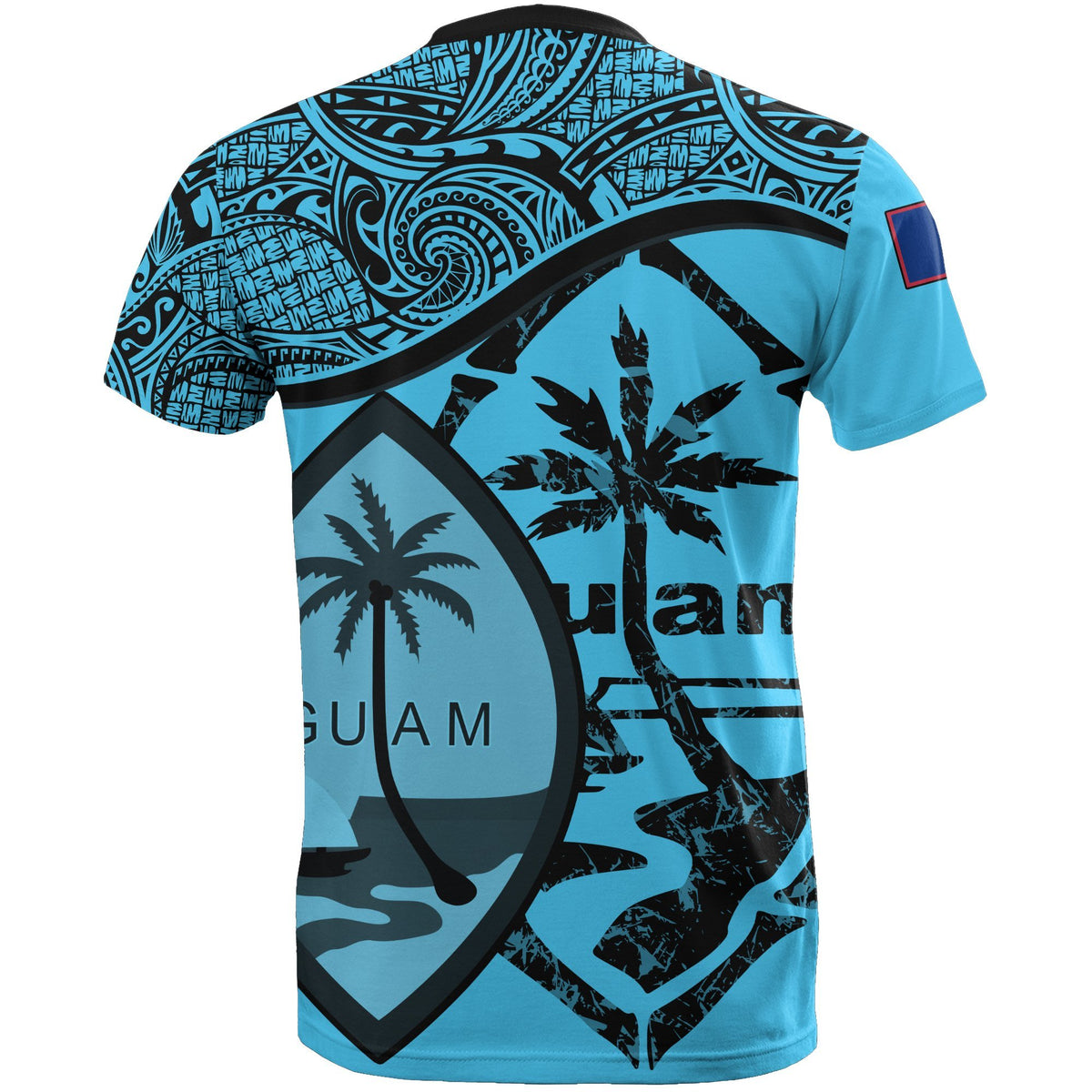 Guam T Shirt Guam Flag Bleu Clair A02 - Polynesian Pride