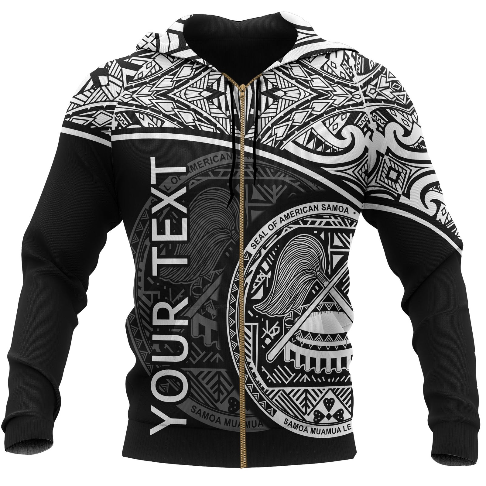 Polynesian American Samoa Custom Zip up Hoodie White Curve Unisex White - Polynesian Pride