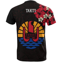 Tahiti T Shirt Tahiti Flag Hibiscus Special - Polynesian Pride