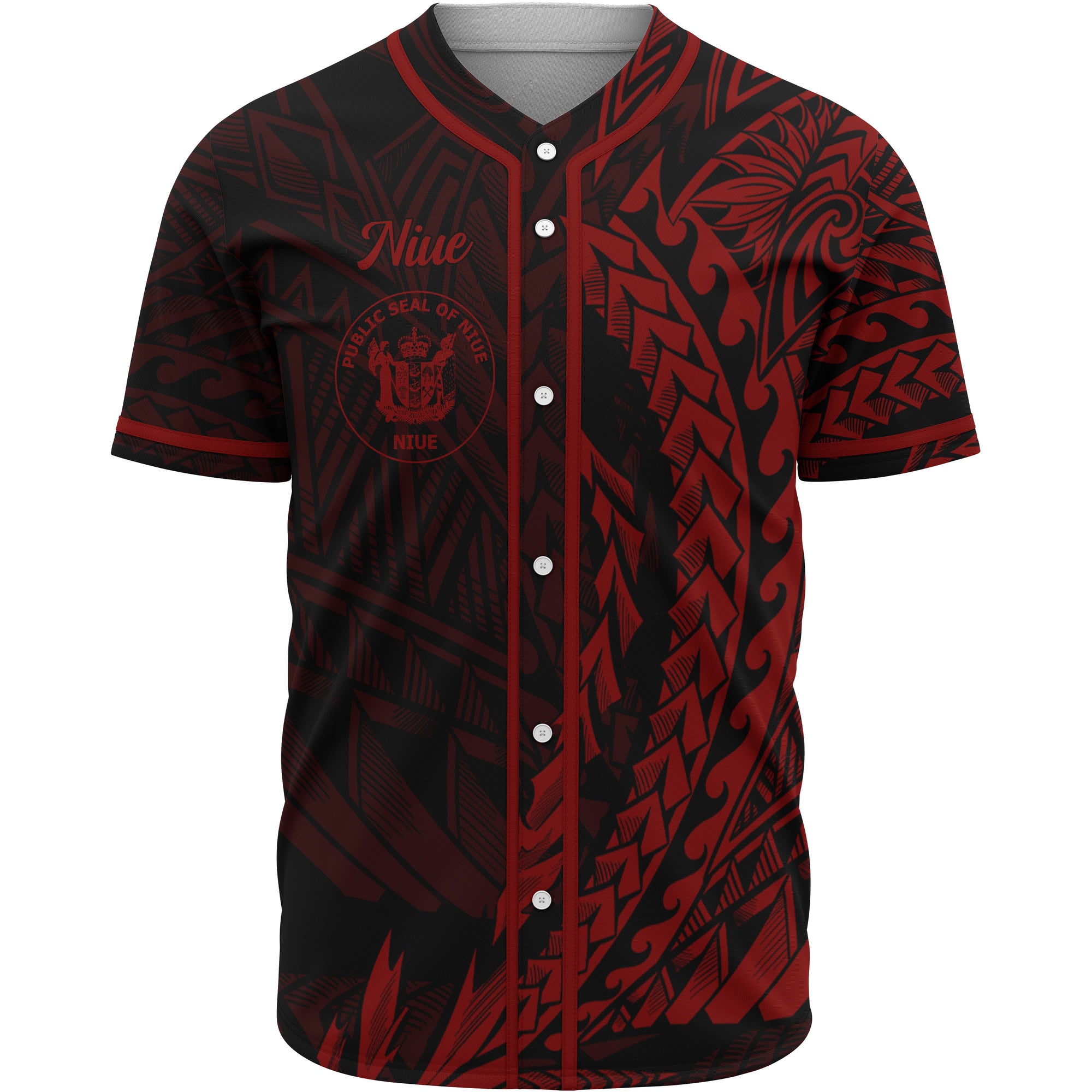 Niue Baseball Shirt - Red Wings Style Unisex Gold - Polynesian Pride