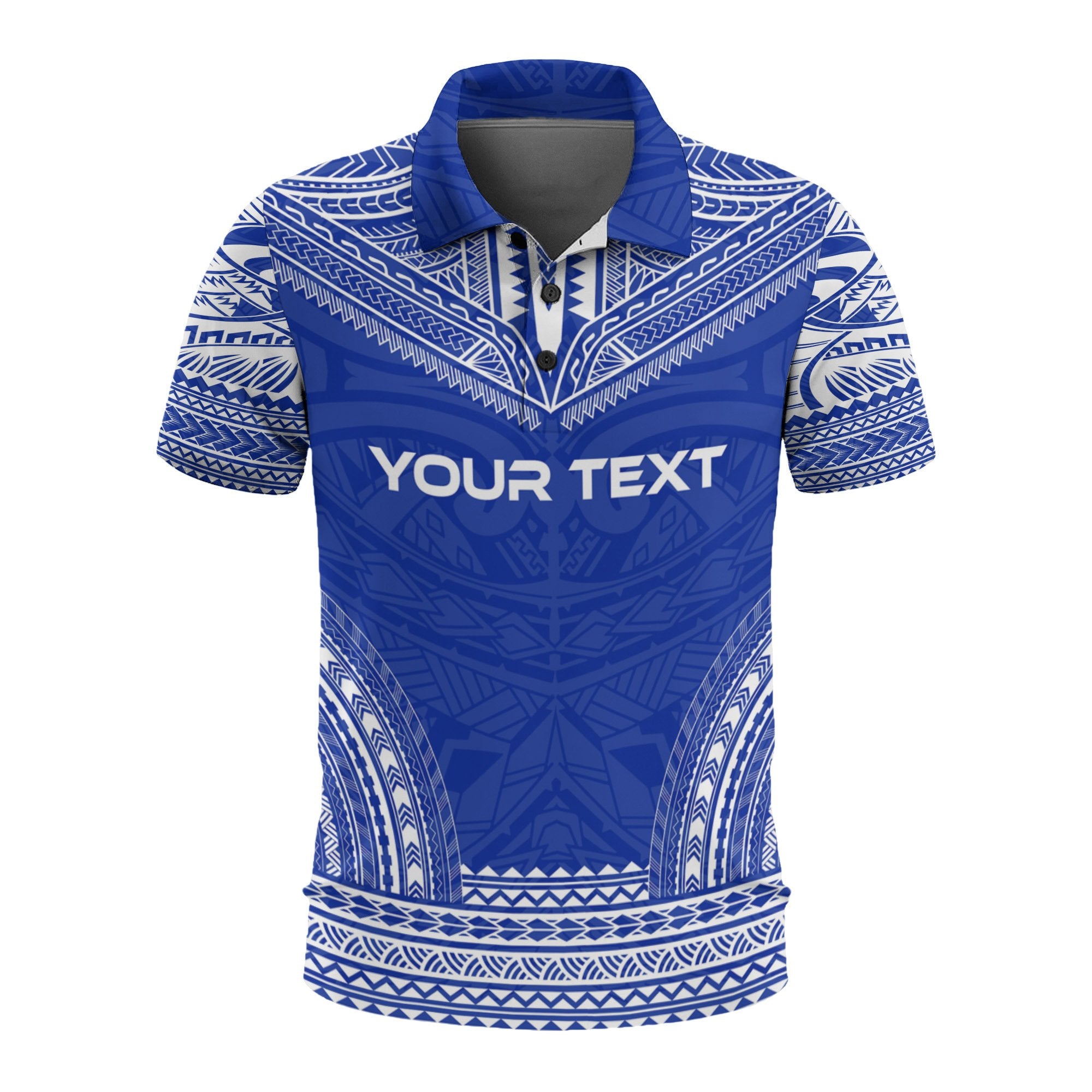 New Caledonia Custom Polo Shirt Kanaky Coat Of Arms Polynesian Chief Tattoo Blue Version Unisex Blue - Polynesian Pride
