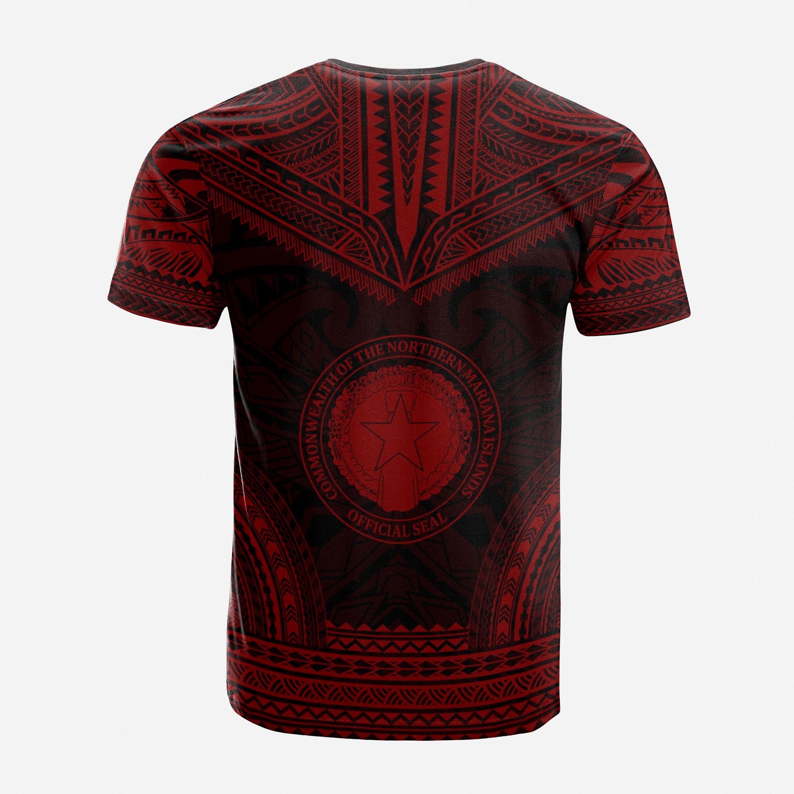 Northern Mariana Island Custom T Shirt Northern Mariana Island Seal Polynesian Chief Tattoo Red Version Unisex Red - Polynesian Pride