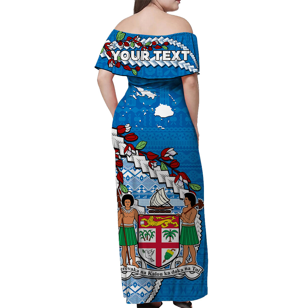 Custom Polynesian Matching Hawaiian Shirt and Dress Fijian Drua Mix Tagimaucia Flower Blue Style LT14 - Polynesian Pride