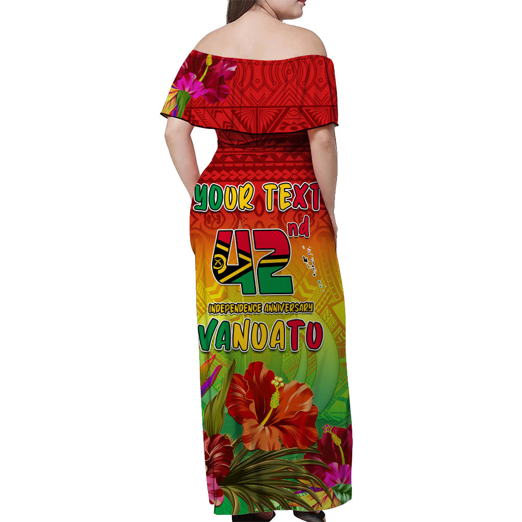 (Custom Personalised) Vanuatu Independence Day Off Shoulder Long Dress 42nd Anniversary Flowers LT13 - Polynesian Pride