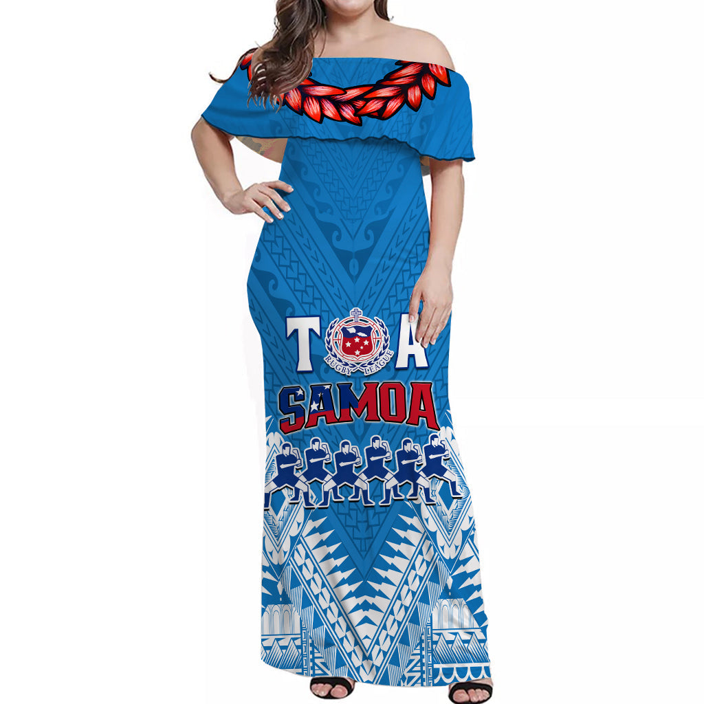 Toa Samoa Rugby Matching Dress and Hawaiian Shirt Manu Siva Tau Style Ulafala LT13 - Polynesian Pride