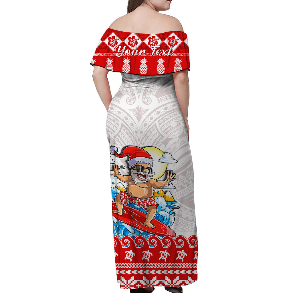 Custom Personalised Hawaii Christmas Matching Dress and Hawaiian Shirt Surfing Santa Mele Kalikimaka Polynesian LT14 - Polynesian Pride