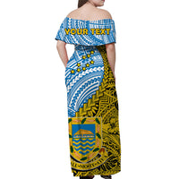 (Custom Personalised) Tuvalu 1978 Off Shoulder Long Dress Happy 44th Independence Anniversary Polynesian Pattern LT14 - Polynesian Pride