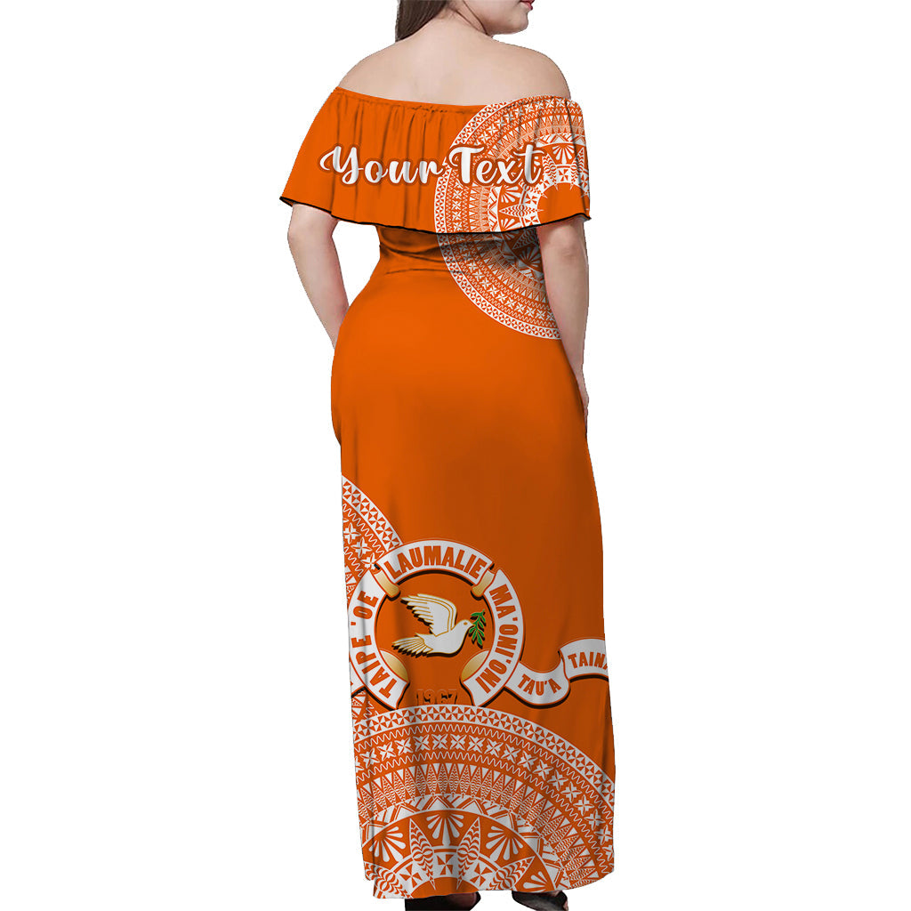 (Custom Personalised) Tailulu Tonga College Off Shoulder Long Dress Class Of Year Tongan Ngatu Pattern LT14 - Polynesian Pride