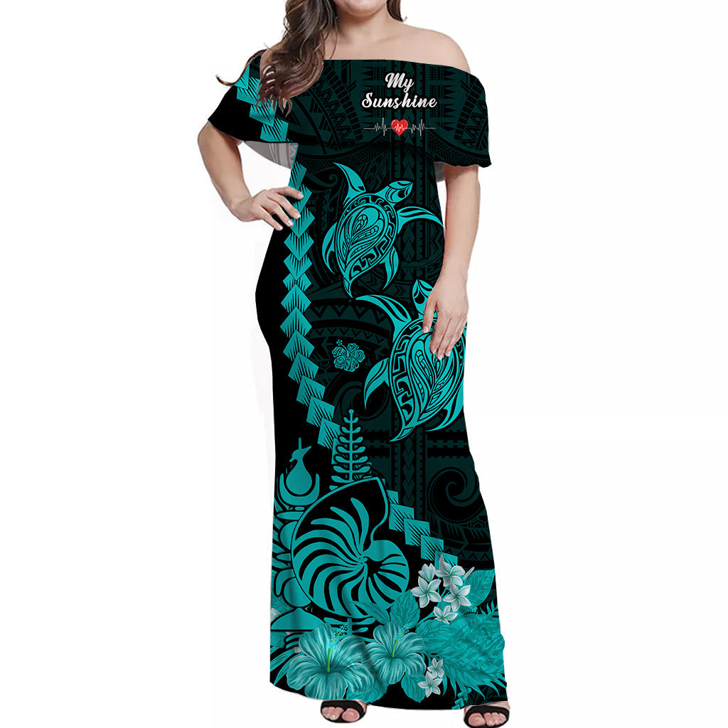 Custom New Caledonia Valentine Couple Matching Dress and Hawaiian Shirt My Sunshine Polynesia Turtle Turquoise LT14 - Polynesian Pride