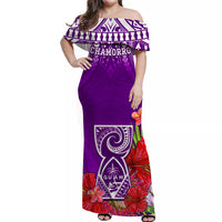 Custom Guam Matching Hawaiian Shirt and Dress Chamorro Guaman Latte Stone Tropical Flowers Purple Version LT14 - Polynesian Pride