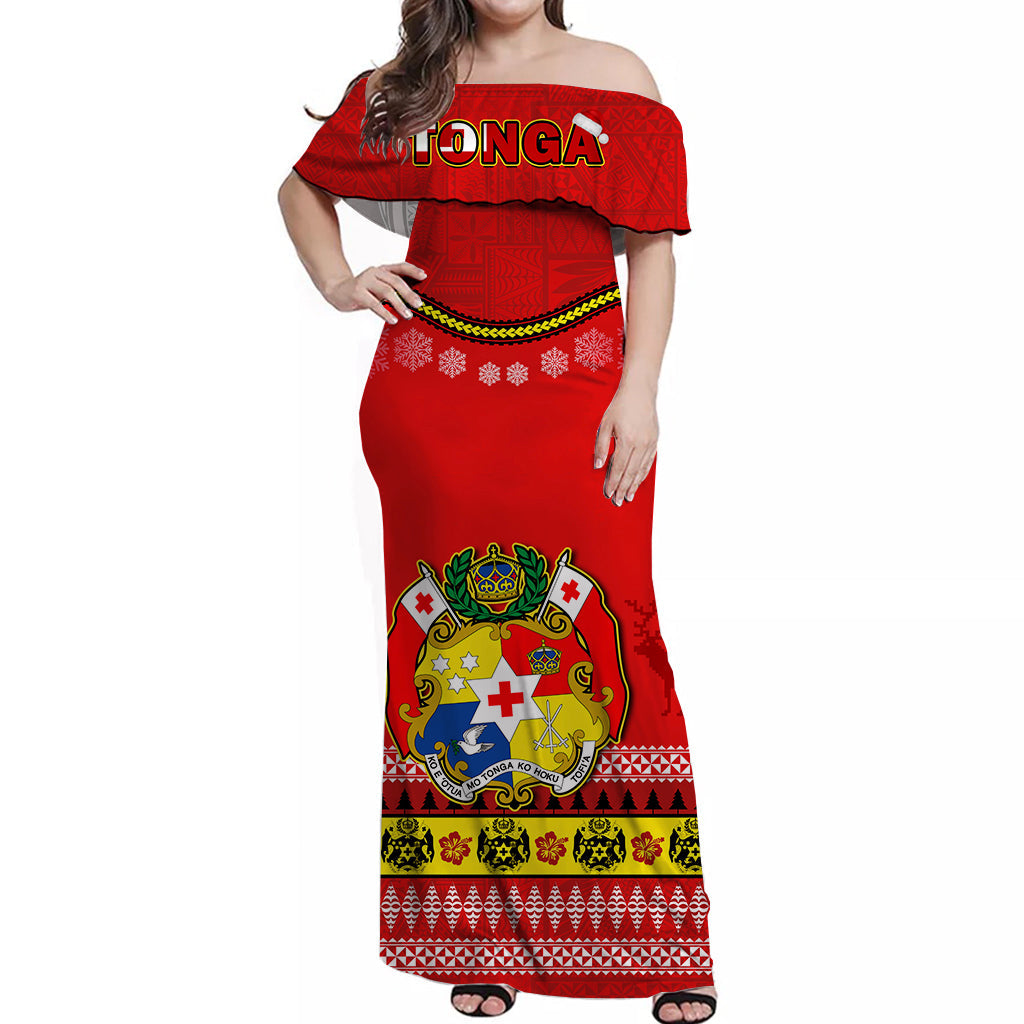 Christmas Tonga Matching Dress and Hawaiian Shirt Tongan Ngatu Kilisimasi Fiefia LT14 - Polynesian Pride