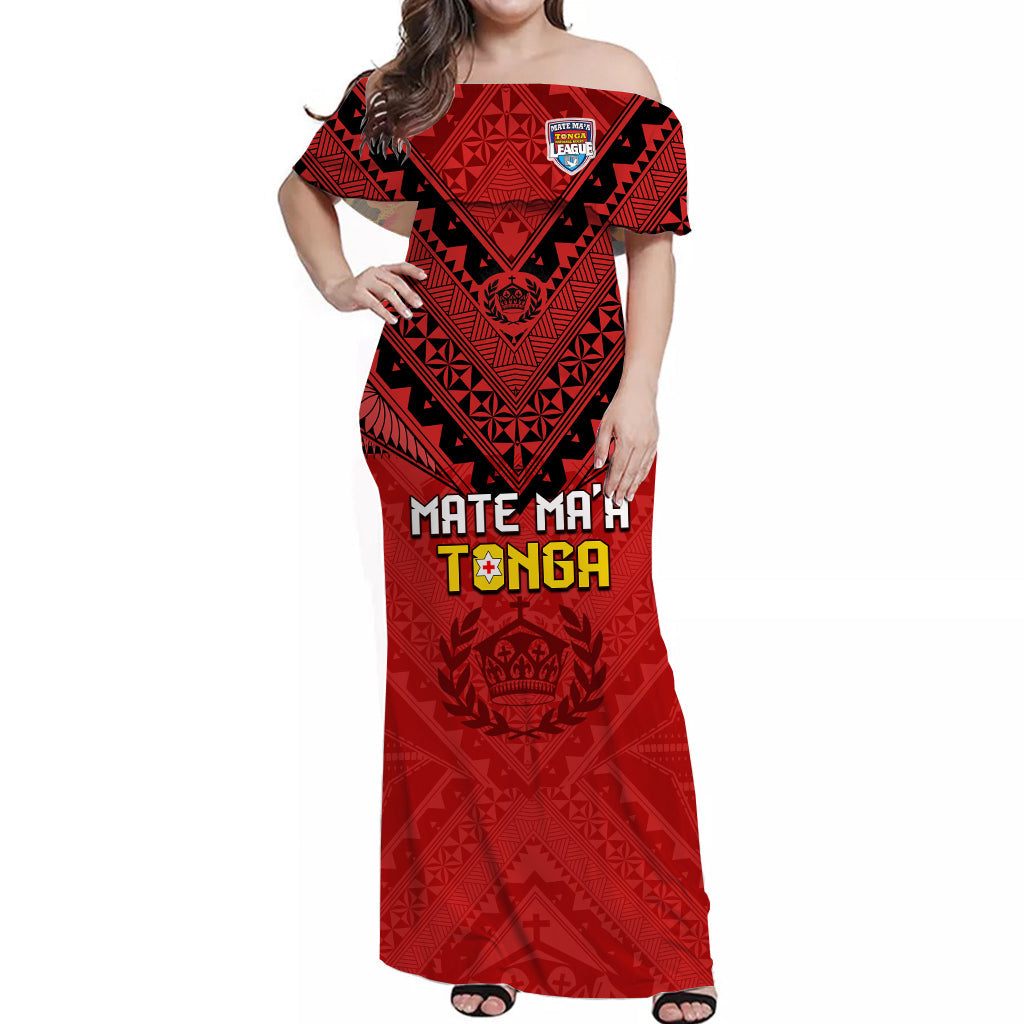 Custom MMT Tonga Rugby Matching Dress and Hawaiian Shirt Ngatu Mate Maa Tonga Simple LT13 - Polynesian Pride