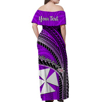 Custom Wallis And Futuna Matching Dress and Hawaiian Shirt Plumeria Flowers with Purple Polynesian Pattern LT14 - Polynesian Pride