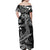 Polynesian Off Shoulder Long Dress Black Hawaiian Tribal Hammerhead Shark LT14 - Polynesian Pride